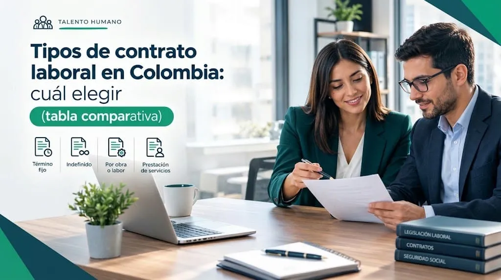 Tipos de contrato laboral en Colombia: cuál elegir (tabla comparativa)